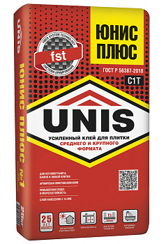 Клей плиточный Unis "Plus", 25 кг / 48 шт/под