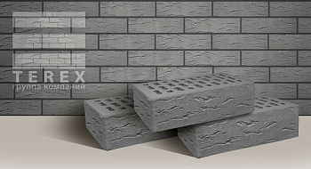 Кирпич облицовочный пустотелый одинарный Серый Рустик M-175-200 TEREX (480)