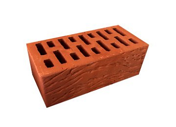 Кирпич облицовочный пустотелый полуторный Красный Рустик Кора дерева М-125-150 (320) АСПК