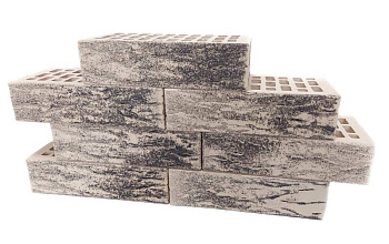 Кирпич облицовочный пустотелый одинарный Белый Графит Руст M-150 (УС) ВКЗ